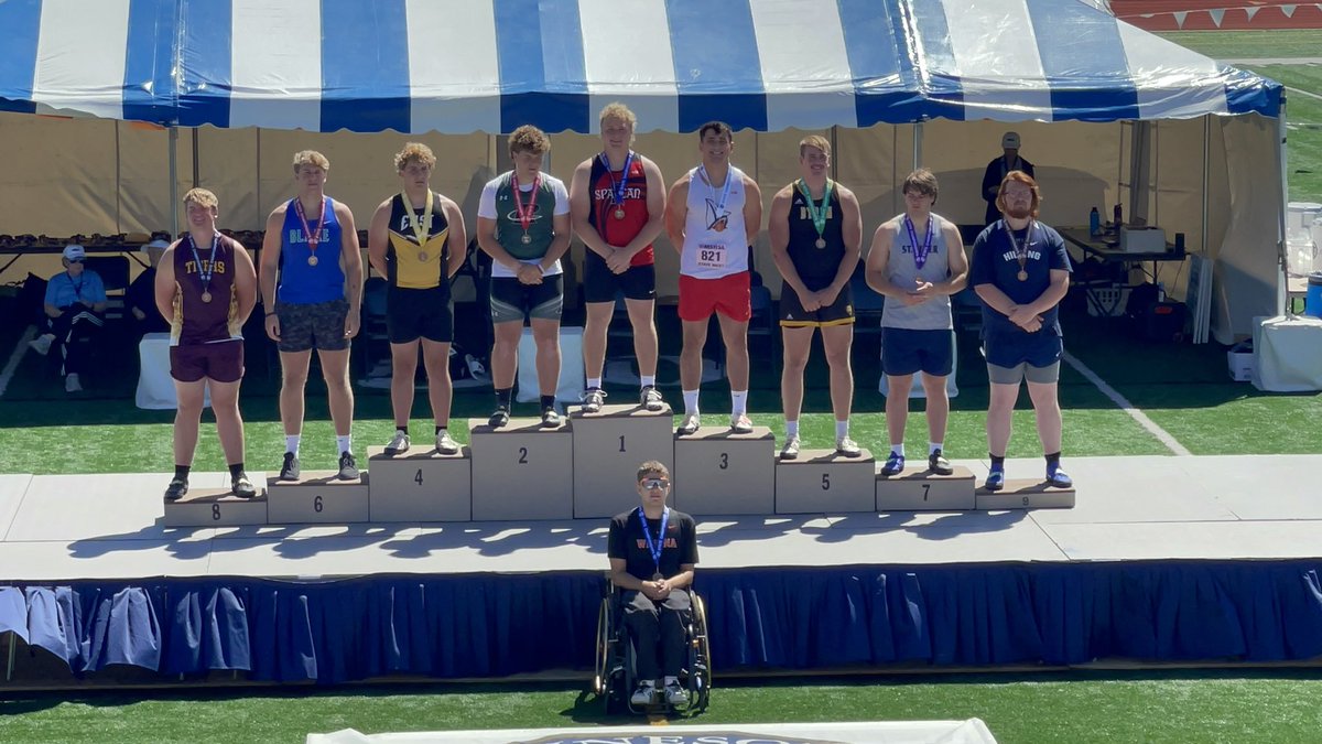 DetLakesHigh's tweet photo. Boys Shot Put Podium. Somehow managed to tag it as PV the first time. @DLPublicSchools @cooperkanthak https://t.co/EzyXoaznvF