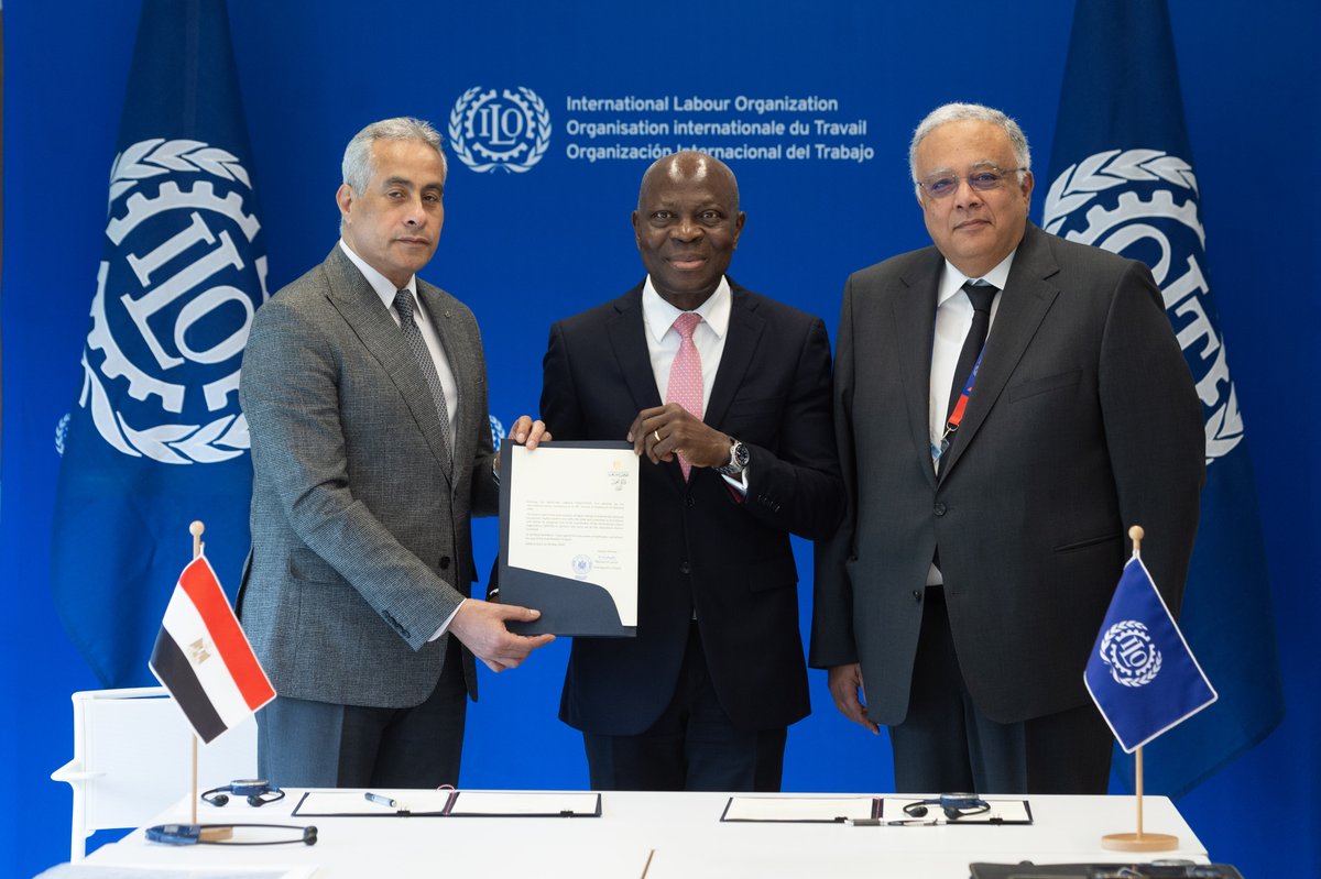 ILOAfrica's tweet photo. 🖋️ Egypt has become the 107th @ILO Member State to have ratified the Maritime Labour Convention, 2006.
🚢 The convention sets out the right of the world’s 1.5 million seafarers to decent conditions of work in almost every aspect of their working and living conditions.
👏 Another essential step toward ensuring fair competition and a level-playing field for quality shipowners. #ILC2024
Learn more about the MLC 👉 https://t.co/NocvsZEbdQ