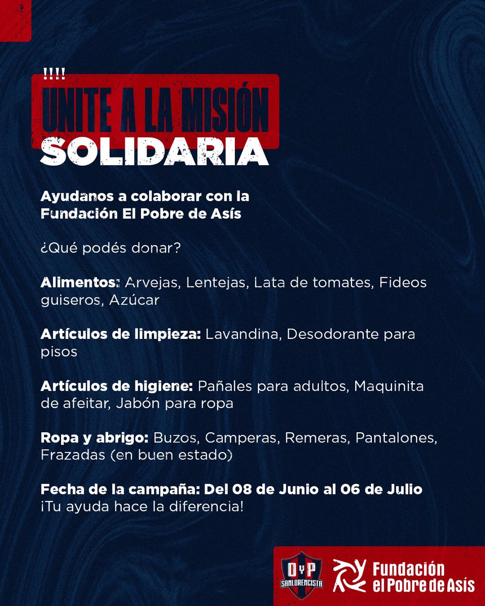 OyPSL's tweet photo. 💙🤝🏼❤️ Desde #OyPSociaL los invitamos a sumarse a esta misión solidaria.

Este sábado 8 de Junio desde las 12Hs estaremos juntando donaciones para la Fundación El Pobre de Asis, en San Juan y Boedo.

 ¡Tu ayuda hace la diferencia! 

⬇️Acá toda la info y las próximas fechas. https://t.co/hTUbqpQYKo
