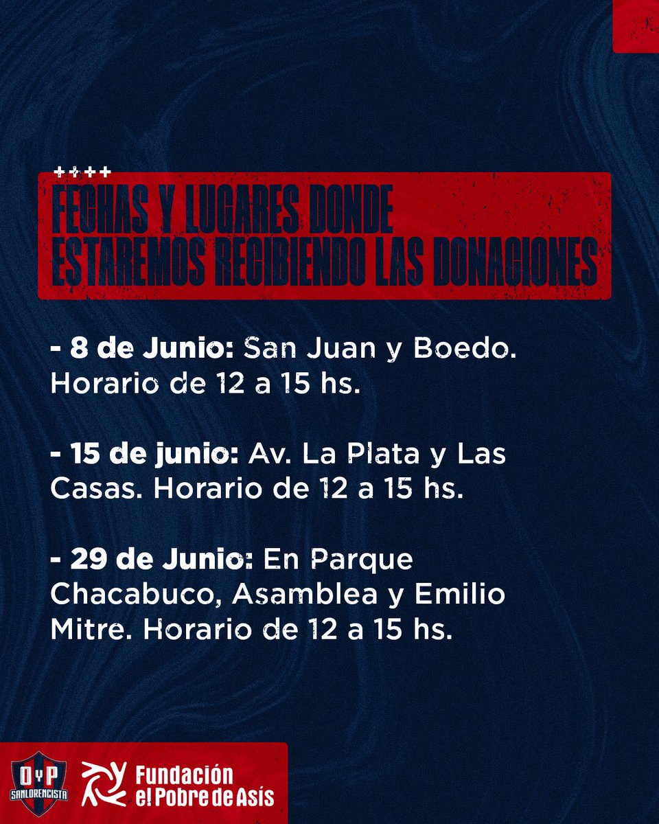 OyPSL's tweet photo. 💙🤝🏼❤️ Desde #OyPSociaL los invitamos a sumarse a esta misión solidaria.

Este sábado 8 de Junio desde las 12Hs estaremos juntando donaciones para la Fundación El Pobre de Asis, en San Juan y Boedo.

 ¡Tu ayuda hace la diferencia! 

⬇️Acá toda la info y las próximas fechas. https://t.co/hTUbqpQYKo
