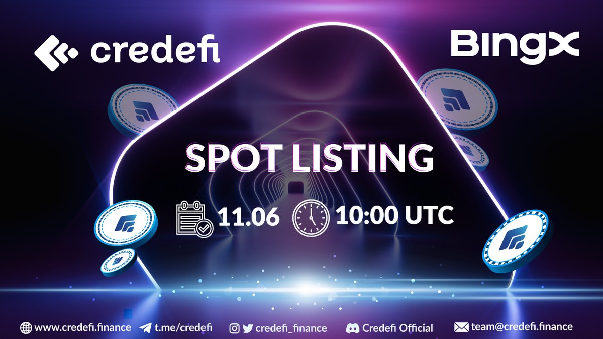 credefi_finance's tweet photo. Hey Credefians,
Today we celebrate a new listing of our native token $CREDI on @BingXOfficial 🚀
Deposit: 2024-06-07, 10:00 (UTC)
Trading: 2024-06-11, 10:00 (UTC)
Withdrawal: 2024-06-11, 10:00 (UTC)
#BingXFam #Credefi #CREDI #xCREDI #DeFi #TradFi #CeDeFi #RWA #RWFA #Borrowing #Lending #P2P #SME #FirstMovers #Web3 #CREDIARMY