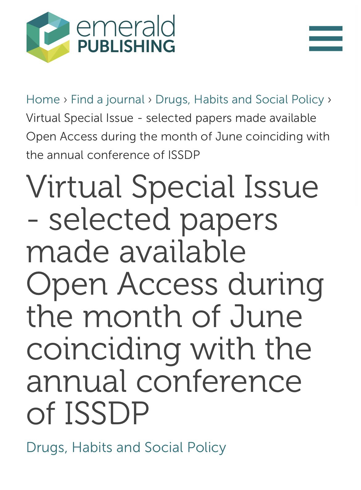 Drugs, Habits and Social Policy on X: &ldquo;We&rsquo;re happy to share a 