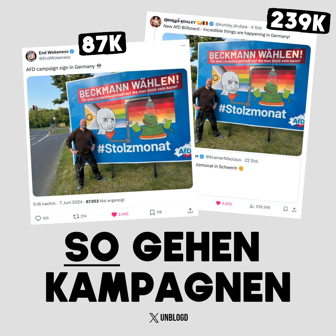 🔥 Das Plakat geht international viral! 

<a href="/AfD/">AfD</a> – lasst das Vorfeld machen: Motiviert zu Aktionen und greift deren Ideen auf. Da ist 𝕏-trem viel Potenzial.