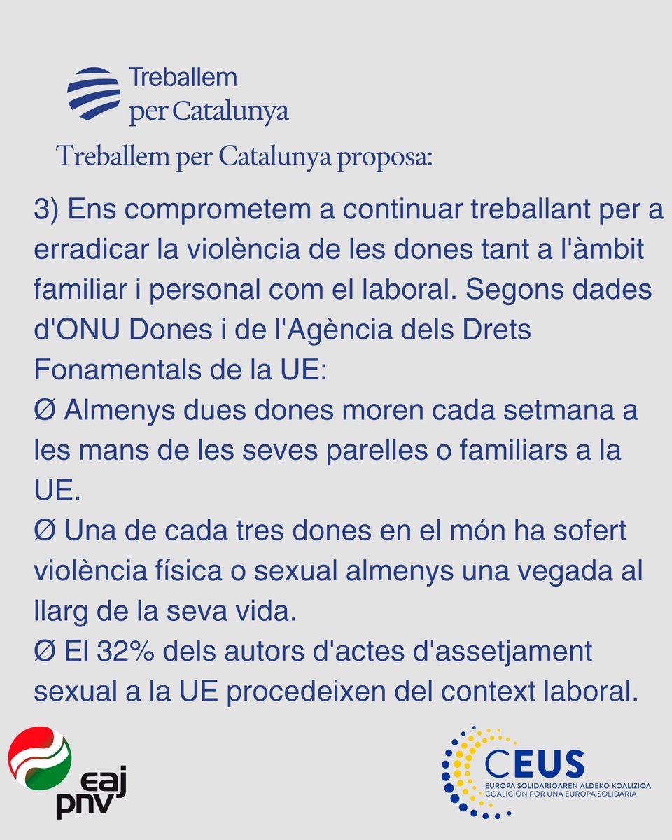 TreballemxCAT's tweet photo. Aquest és el nostre compromís amb la #igualtat a #Europa 🇪🇺 i és que des de #txcat ET FEM COSTAT a la #UE juntament amb el @eajpnv a la coalició @CEUScoalition https://t.co/ezrkOQOrD7