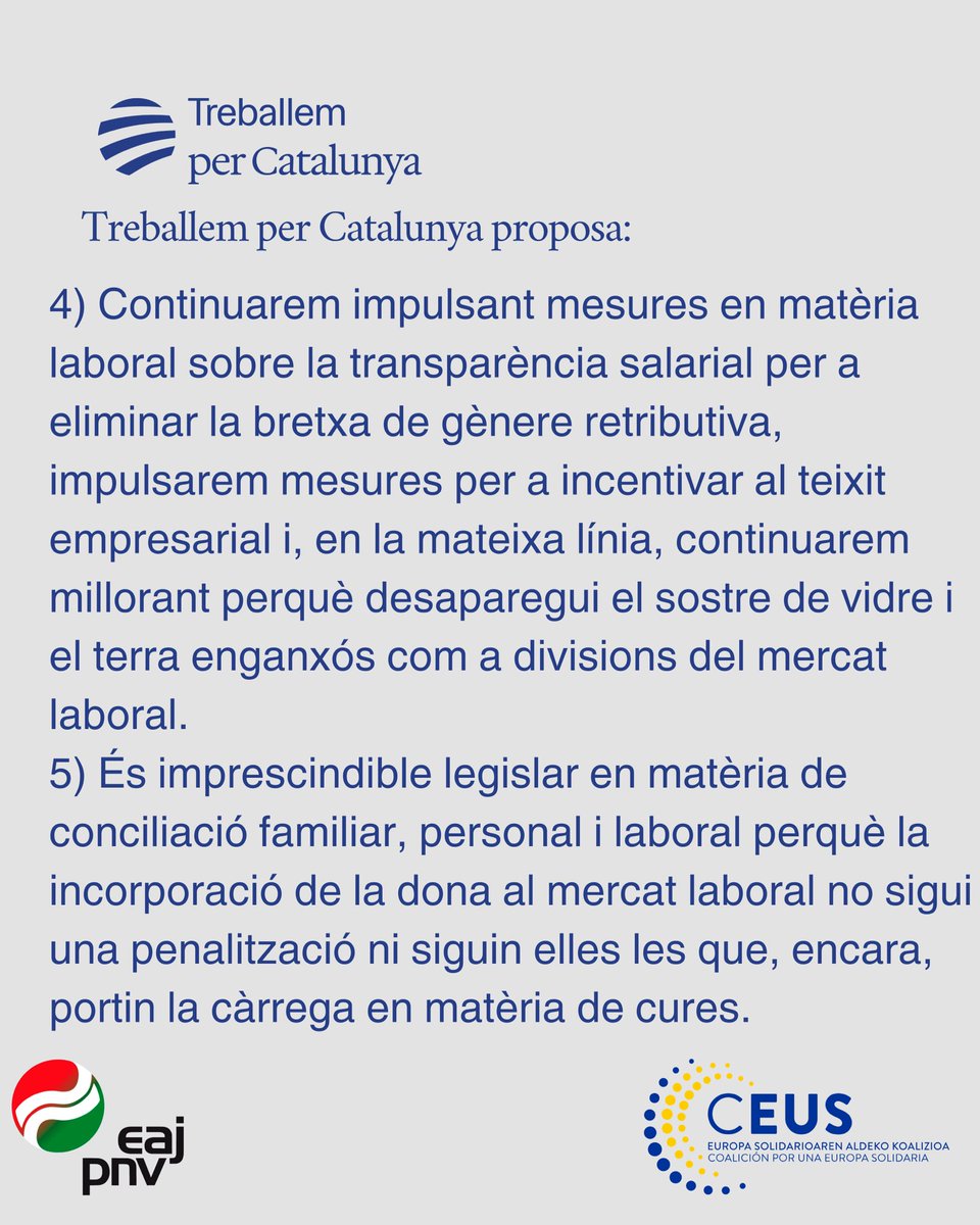 TreballemxCAT's tweet photo. Aquest és el nostre compromís amb la #igualtat a #Europa 🇪🇺 i és que des de #txcat ET FEM COSTAT a la #UE juntament amb el @eajpnv a la coalició @CEUScoalition https://t.co/ezrkOQOrD7