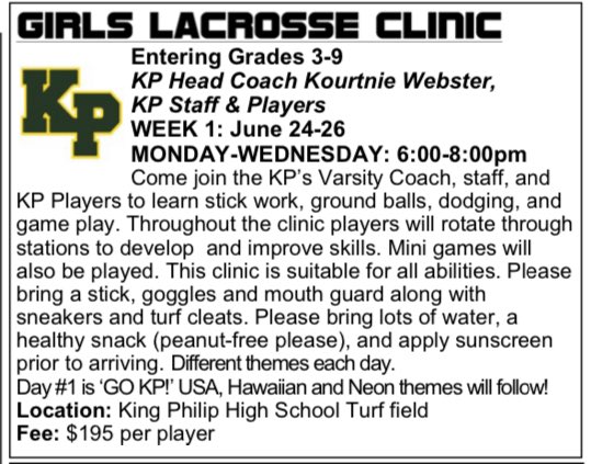 Kick off the summer by joining us for our clinic!