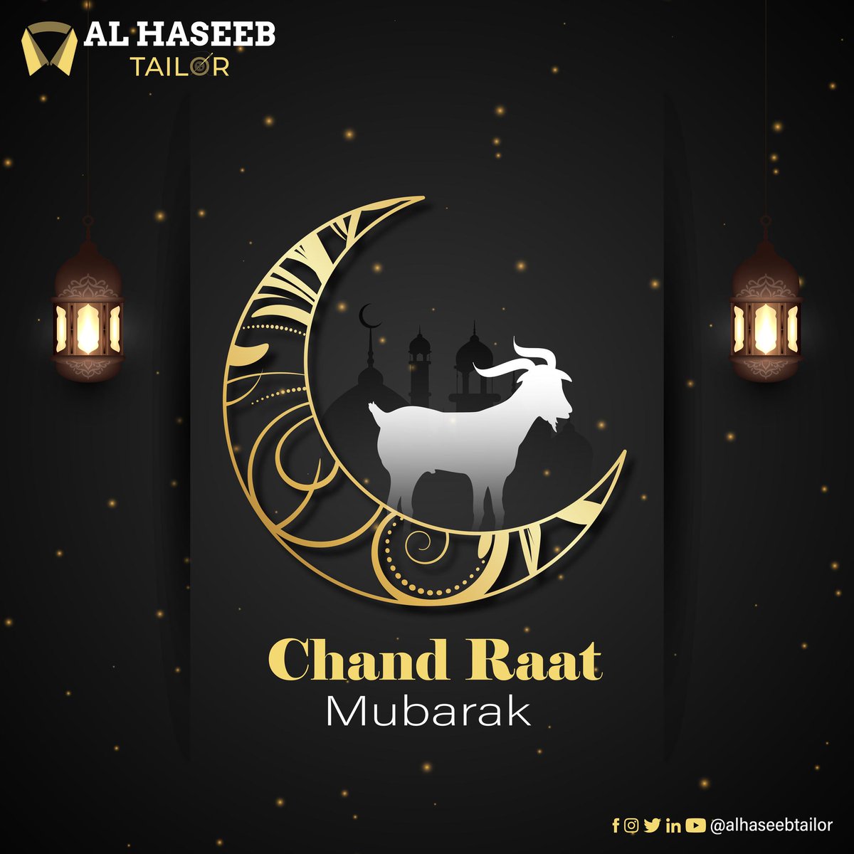 alhaseebtailor's tweet photo. Eid-al-Adha Chand Raat Mubarak to everyone from Al Haseeb Tailor! 🌙✨ May Allah's blessings shower upon us all! Let's celebrate with joy, excitement, and impeccable style! 🎉👔 #ChandRaatMubarak #EidMubarak #EidHolidays #AlHaseebTailor https://t.co/NJTw2raQyA
