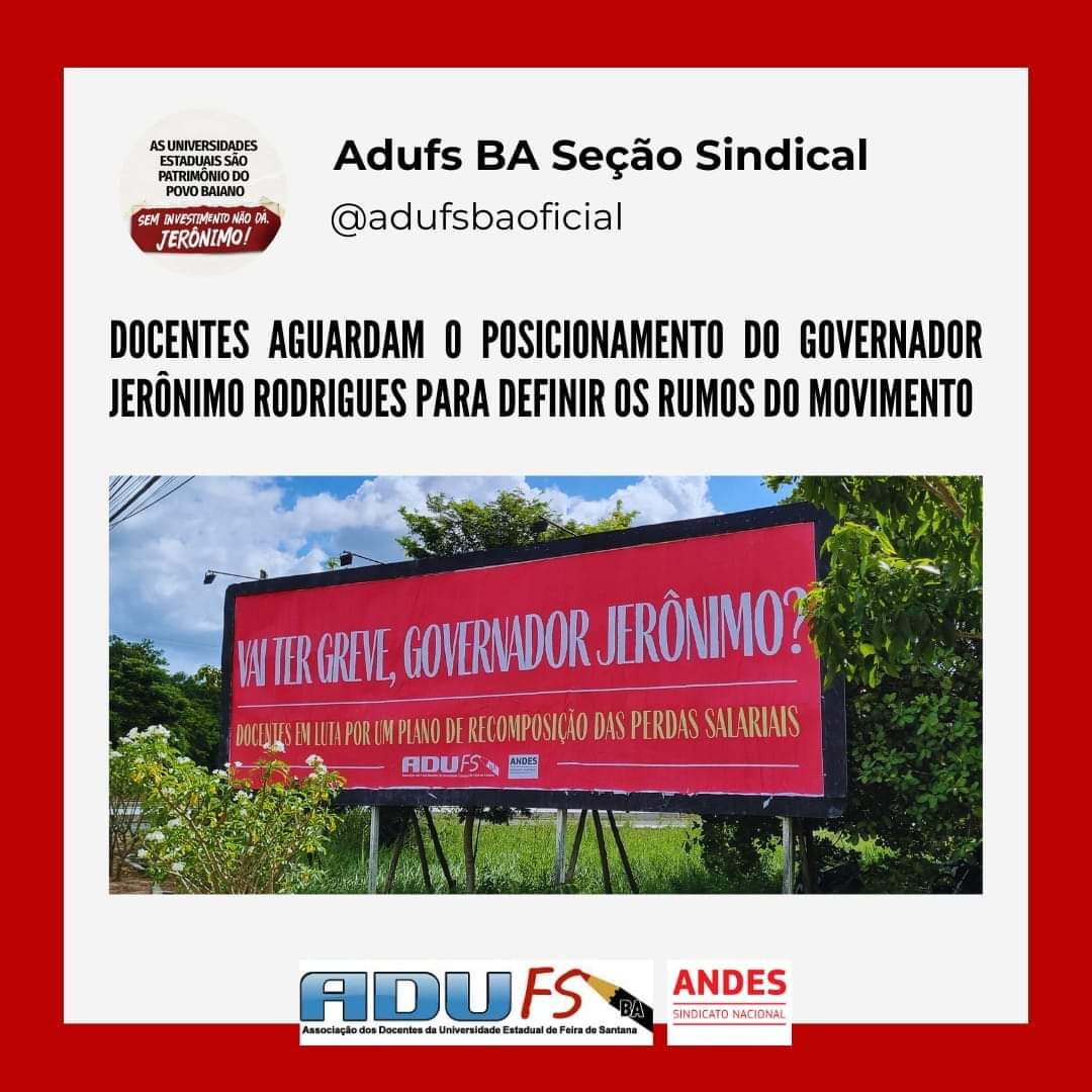 Adufs's tweet photo. Vai ter greve, governador Jerônimo? 🤔
@Jeronimoba13 https://t.co/3fSNS4DTy8