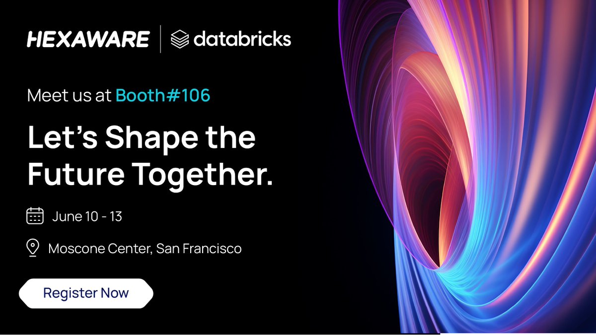 HexawareGlobal's tweet photo. Ready to reimagine the future of #AI for data analytics? Join us at #Databricks Data + AI Summit 2024 in four days to explore the latest AI advancements for rounded business strategies. Stay tuned for exciting updates! https://t.co/53URnBQc49
#DatabricksSummit #Cloud #GenAI #Data https://t.co/EFXFlwIbrS
