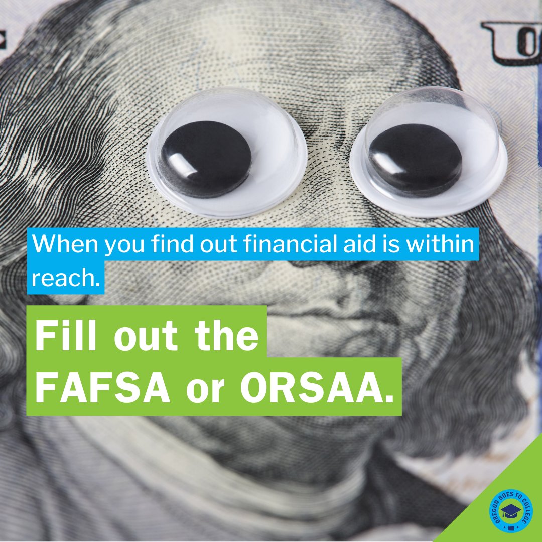ORGoesToCollege's tweet image. Benjamin Franklin once said, "An investment in knowledge pays the best interest." Fill out the FAFSA or ORSAA and invest in your future!
#ItsAPlan #FAFSA #ORSAA #FinancialAid #StudentAid