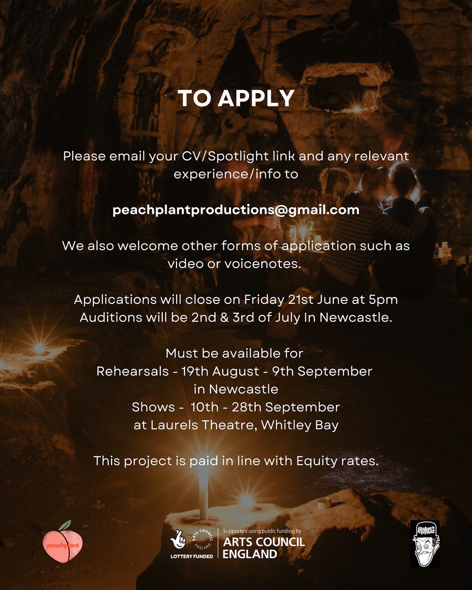 WE ARE CASTING ✨

SOPHIE - 
She/her 
Playing age 27-32
Doer, organiser and a realist. 
In a relationship with Charlie. 

CHARLIE 
He/him 
Playing age 29-35
Dreamer, thinker and creative 
In a relationship with Sophie 

Both roles require genuine North East/Northern accents.