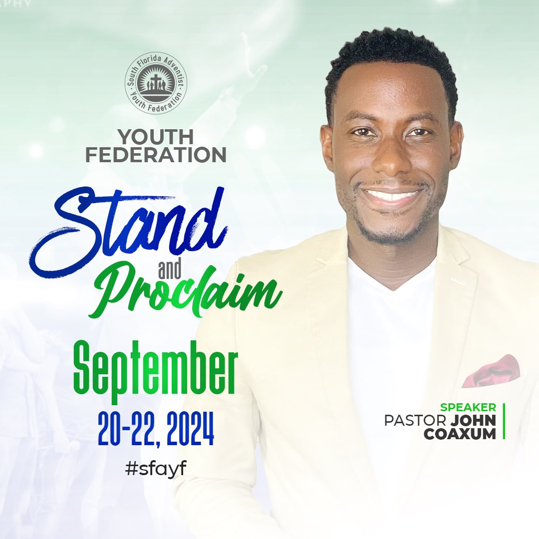 SFAYF's tweet photo. Mark your calendars for September 20-22, 2024 - it's our 2024 Youth Celebration! 🙌

Join us as we STAND and PROCLAIM with guest speaker Pastor John Coaxum. 

Don't miss out - share this with your friends and family! More details to come in the weeks ahead. 

#SFAYF https://t.co/l44HFfB0vc