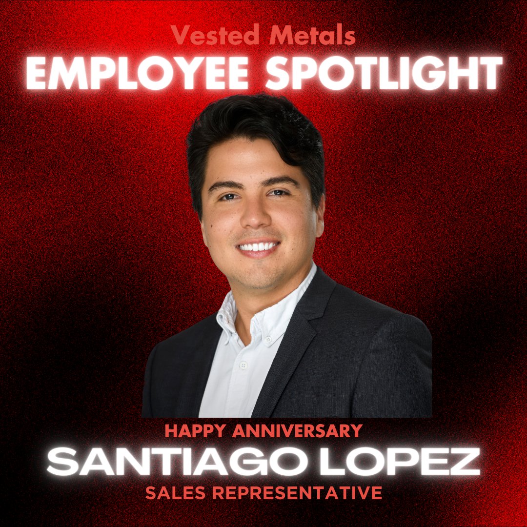 VestedMetalsInt's tweet image. A very Happy 6-Year Anniversary to Santiago Lopez 🎉 As a Supply Chain Manager here at Vested Metals International, Santi spends his work days supporting customers, managing orders, supporting the inside sales team, working on projects, and, of course, playing ping pong.