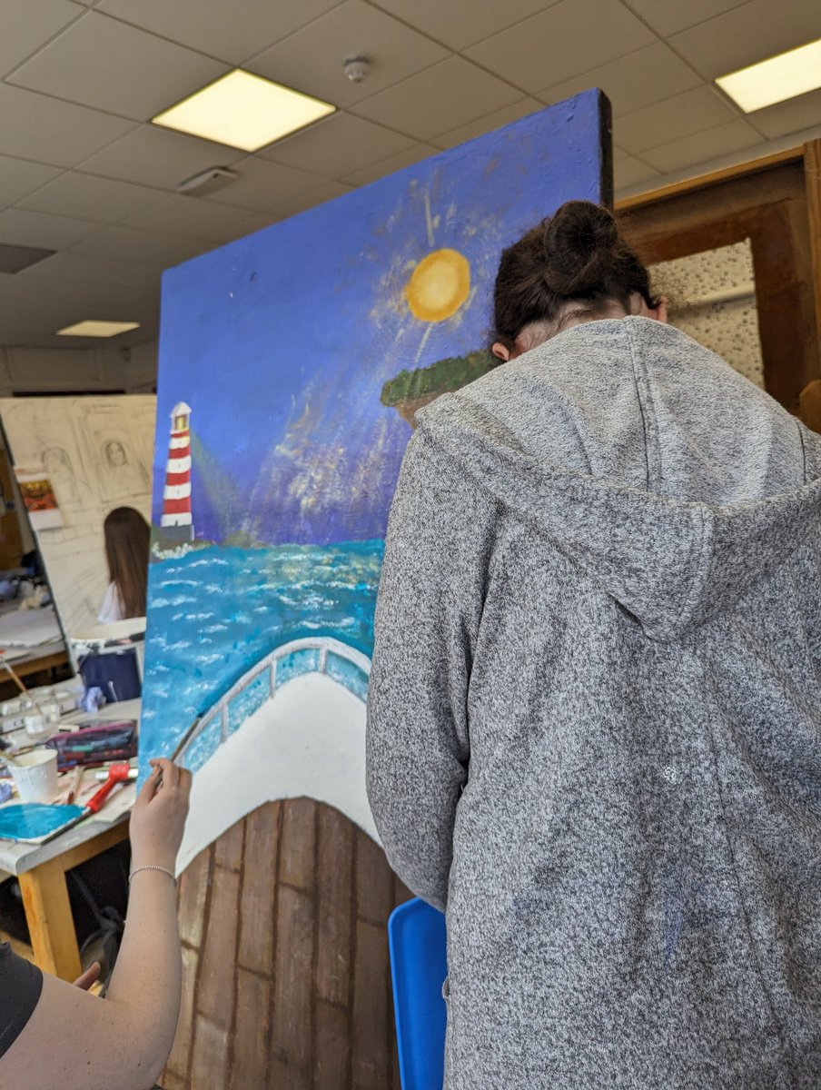 Second day of the set painting workshop with Ellie Ashby 🎨🖌️ Getting more colour/layers and details in. All of these will be used for the year 7 play this year Mission Implausible. One more day left on Monday! <a href="/MaelorART/">Mrs Hartigan</a> <a href="/MaelorPenley/">Maelor School Penley</a>