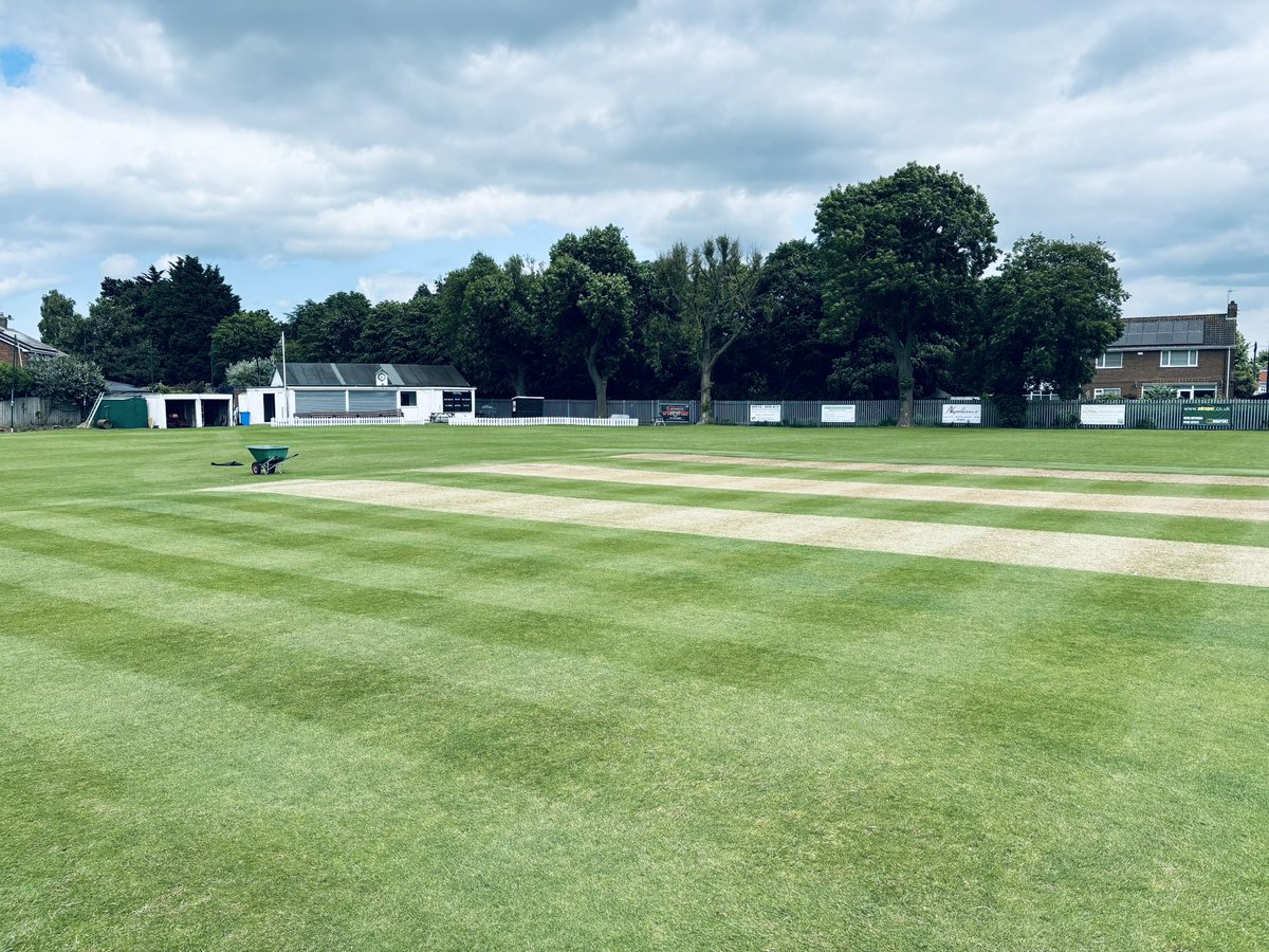 SHCC1882's tweet photo. After a week or so of fairly settled weather. Middle Lane’s Groundstaff have got her looking sharp for another Saturday of Cricket. 🏏🌱🚜 #shirtfronter #SHCC https://t.co/zvguYEqwCa