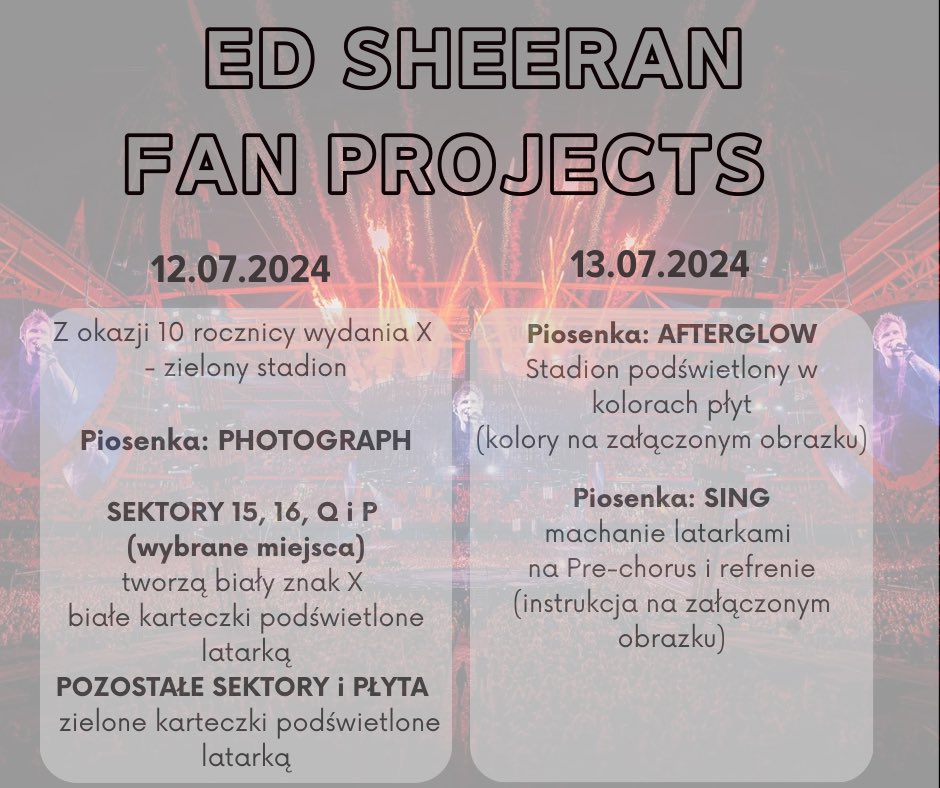 edsheerandaily's tweet photo. Przedstawiamy Wam akcje na koncerty @edsheeran 12-13.07. w Gdańsku! Dziękujemy za przesłane pomysły, wybraliśmy te, które najczęściej się pojawiały! Prosimy o udostępnienie dalej!🥰 https://t.co/89hY32uFSb