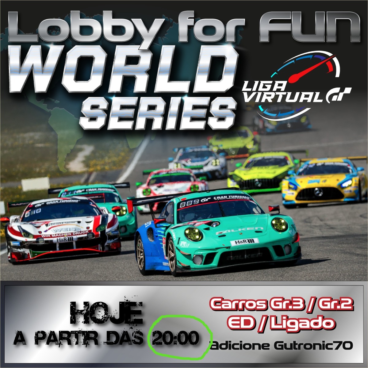 Future_Games_BR's tweet photo. Hoje as 20:00 FOR FUN WORLD SERIES, qualquer carro Gr.3 com Setup Fechado, em corridas de 15 minutos! 
Adicione Gutronic70 na PSN https://t.co/xMGEk7agNa