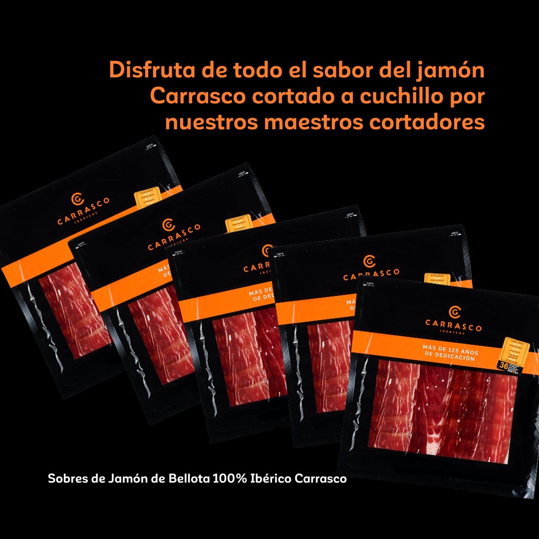 Nuestros sobres de Jamón de Bellota 100% Ibérico loncheado son uno de los productos más deseados. Una de las principales razones es su práctico formato 👉🏼 carrascoibericos.com/p/jamon-de-bel…