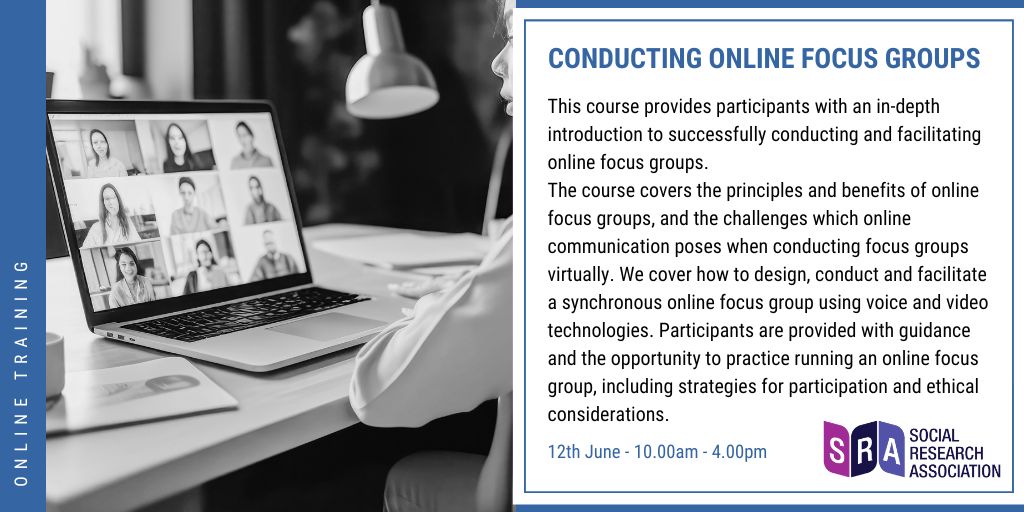 TheSRAOrg's tweet image. This live online course explores the principles and benefits of online focus groups

Book your place now. bit.ly/3wx4Uy1

#OnlineTraining #SocialResearch #FocusGroups
