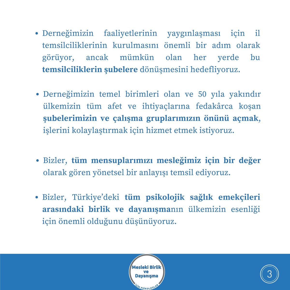 Psk_dayanismasi's tweet photo. Türk Psikologlar Derneği 34. Olağan Genel Kurulunda ‘Mesleki Birlik ve Dayanışma’ için öne çıkan psikologlar olarak ilkelerimiz;

#meslekibirlikvedayanışmaiçinpsikologlar #adayız https://t.co/38fXPiKL4n