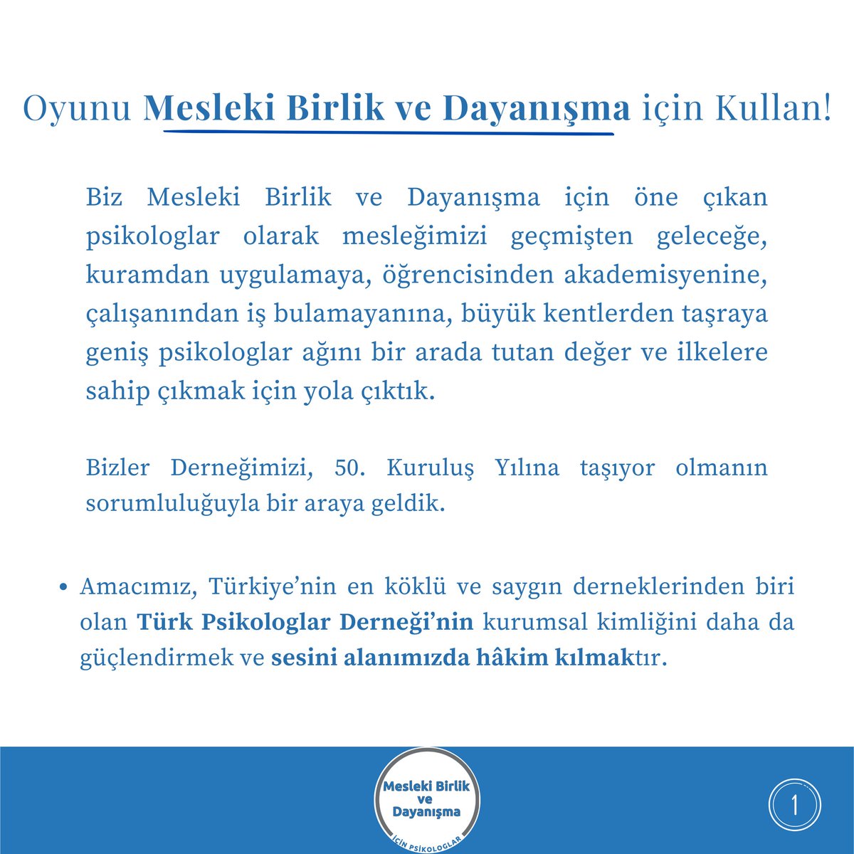 Psk_dayanismasi's tweet photo. Türk Psikologlar Derneği 34. Olağan Genel Kurulunda ‘Mesleki Birlik ve Dayanışma’ için öne çıkan psikologlar olarak ilkelerimiz;

#meslekibirlikvedayanışmaiçinpsikologlar #adayız https://t.co/38fXPiKL4n