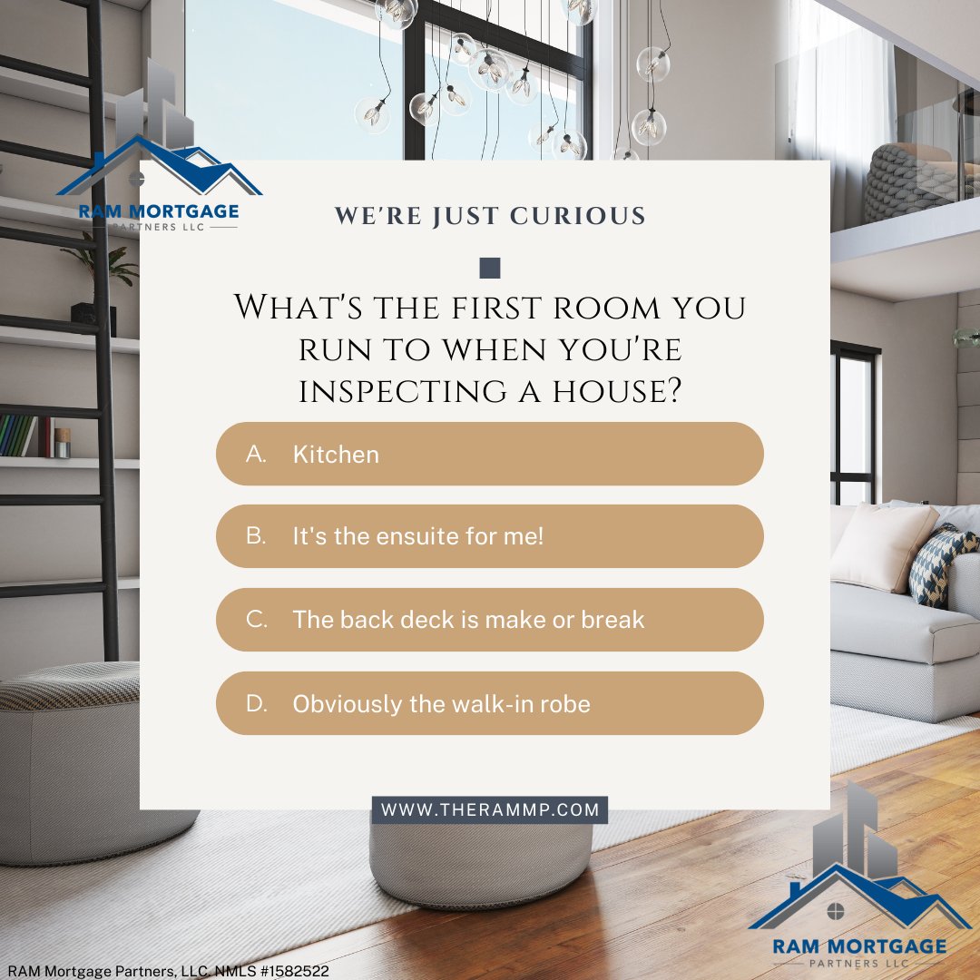 RAMMortgage's tweet photo. House hunting adventures! 👀 When inspecting a potential new home, which room do you run to FIRST? 👇

Team Kitchen for the foodie vibes 🍳
Ensuite dreams got you swooning? 🛁
Back deck for the BBQ master? 😎
Walk-in robe = fashionista heaven! 👠
Tell us below! - NMLS# 1582522 https://t.co/Xr4fm1LLfe