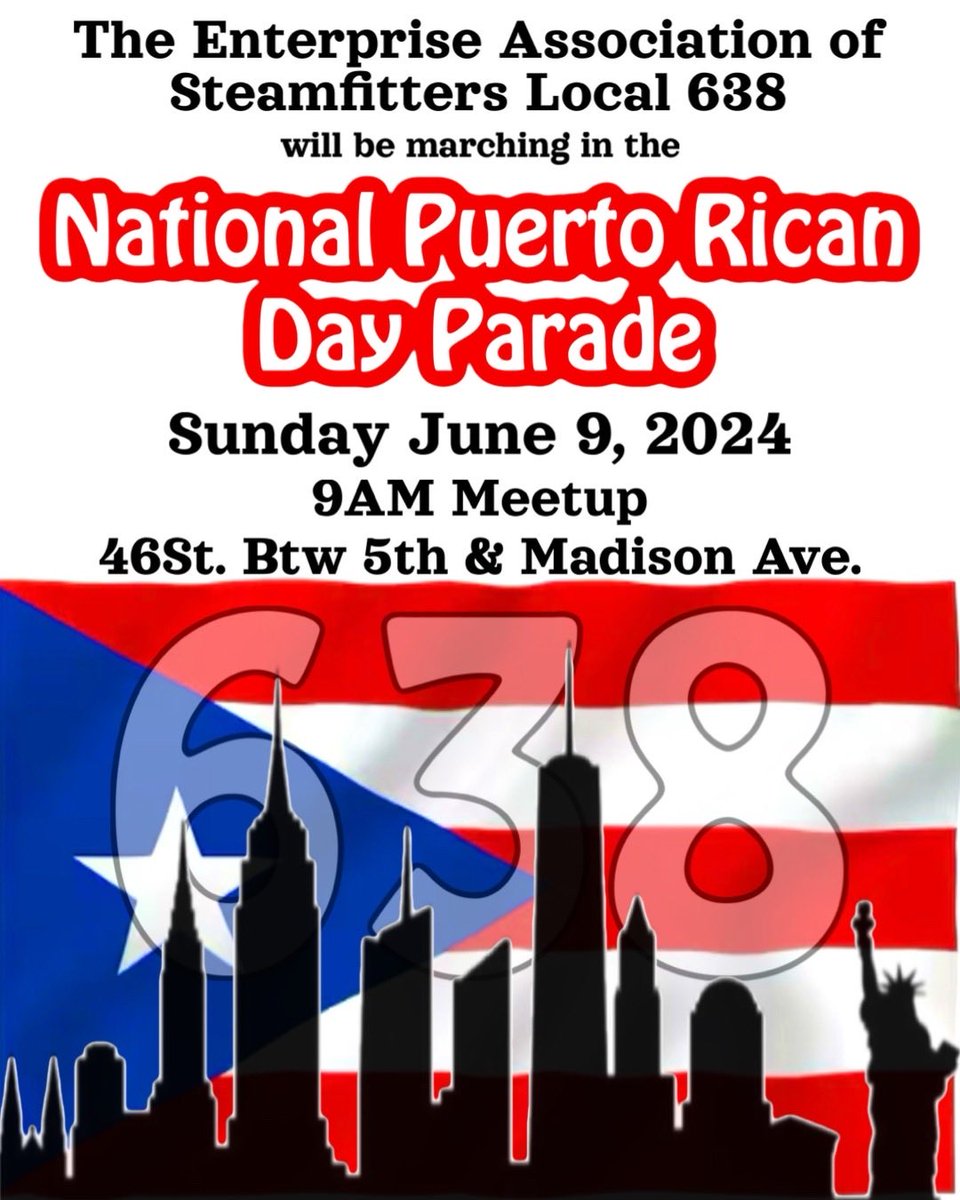 Reminder to our members: Join us this Sunday for the annual Puerto Rican Day Parade