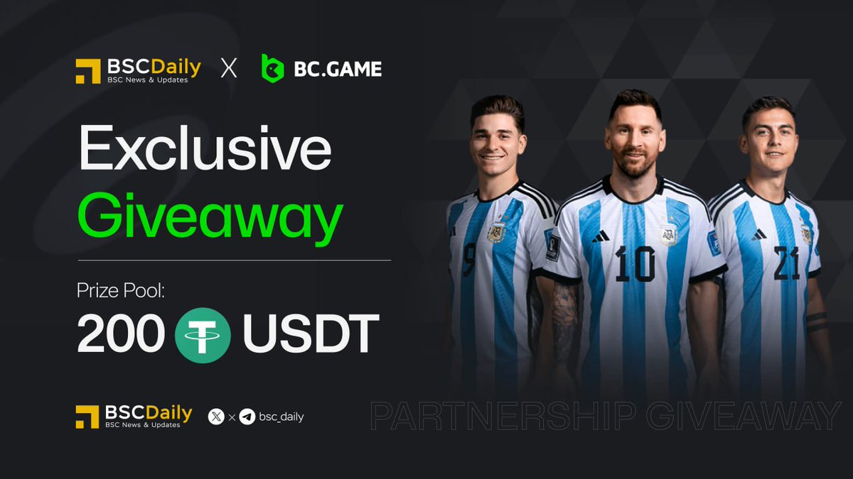 bsc_daily's tweet photo. 📣 EXCLUSIVE GIVEAWAY EVENT  - BSC Daily 🤝 BC Game

Exciting news! We're thrilled to announce our next campaign with @BCGameOfficial to bring you the $200 USDT #Giveaway 🔥

Rules:

1⃣ Register on BC Game - https://t.co/pBhAUdzwpA  
2⃣ Follow @BCGameOfficial & @bsc_daily
3⃣ Like & RT this post
4⃣ Drop your UID in the comment section 👇

🎁 Prizes: $200 USDT for 20 winners

📆 June 7, 5 PM UTC - June 10, 5 PM UTC

#Airdrop #Sponsored