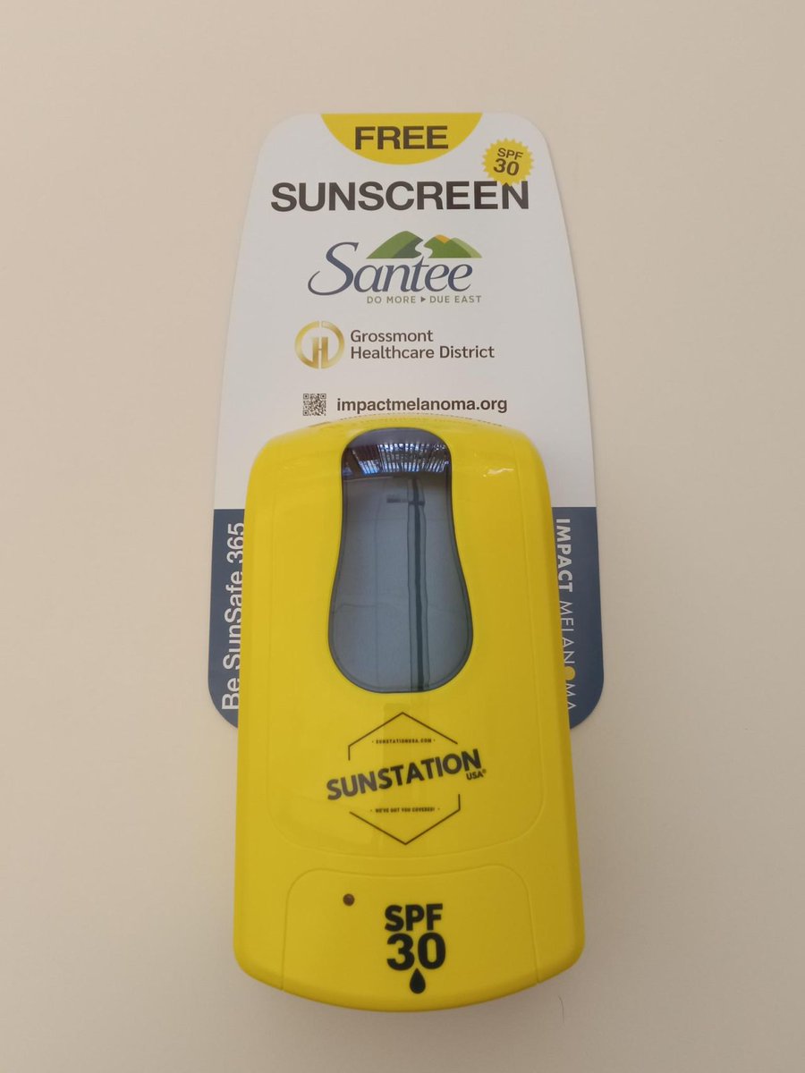 In partnership with <a href="/CityofSantee/">City of Santee</a>  and <a href="/IMPACTMelanoma/">IMPACT Melanoma</a>, we've supported the installation of 5 automatic sunscreen dispensers at city facilities in the park system! 🌞🎊 #EastCountyHealth #EastCountySD #Santee #SunSafety
