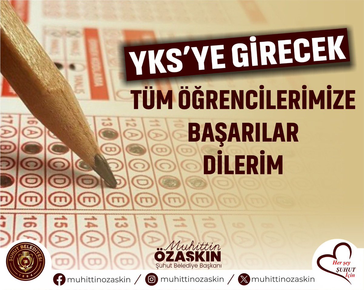 m_ozaskin's tweet photo. Geleceğimizin teminatı olan tüm öğrencilerimize üniversiteye giriş sınavında başarılar diliyorum. Emeklerinizin karşılığını almanız dileğiyle, hepinize kolaylıklar ve başarılar dilerim. 📚✏️ https://t.co/uAccSi21vx