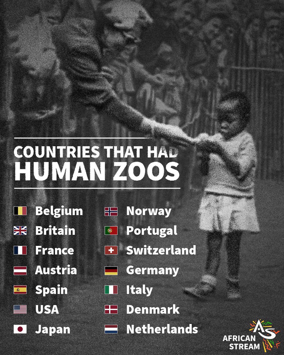 african_stream's tweet photo. Human zoos in the West were a feature of colonialism. They fed a fascination for exotic lands and a grotesque pseudo-science that focussed on the physiology of so-called ‘savages’. Africans were exhibited in primitive settings for the enjoyment of spectators at trade fairs and travelling shows, helping legitimise the domination of ‘lesser’ beings by supposedly ‘superior’ Western civilisations. 

One famous ‘exhibit’ was Saartjie Baartman, who was also known as Sarah Bartmann. She was a South African woman who attracted crowds due to a genetic condition (steatopygia), resulting in a highly protruded posterior. She was shipped to London in 1810 and spent most of her life on display. In 2002, her remains were repatriated and buried in South Africa. Another infamous exhibition was unveiled at the 1958 World Expo in Brussels, Belgium. It featured Congolese people in their mocked-up ‘village’ at the venue.

Awareness of the foul, dehumanising practice is slowly being raised. A Paris exhibition in 2011 called “Inventing the Savage” showed how human zoos laid the foundations for racism against Africans. It was the brainchild of the former French footballer, Liliane Thuram, whose Caribbean family suffered under slavery. Though human zoos do not exist anymore, the effects of colonisation and exploitation of coloured people persist to this day. That’s why we’ll keep posting about them.