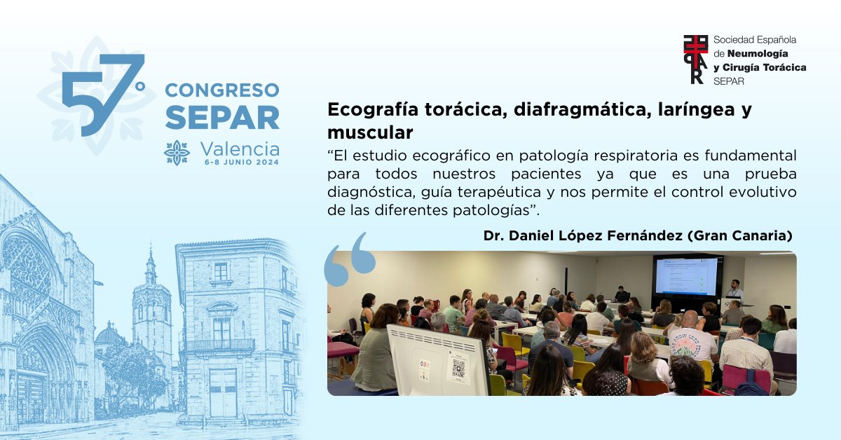 SeparRespira's tweet photo. 👉 En el curso sobre 'Ecografía Torácica, Diafragmática, Laríngea y Muscular', que ha incluido 3 sesiones teóricas y 3 prácticas, el Dr. Daniel López ha destacado la importancia del estudio ecográfico en patología respiratoria para los pacientes.
#Respirasepar #eresepar https://t.co/UYOdLLa8fY
