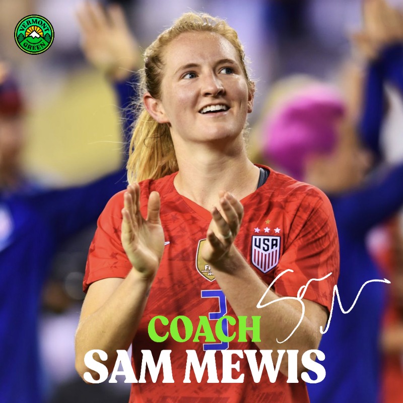 VermontGreenFC's tweet photo. Welcome to the club, @sammymewy! 🏔💚

World Cup Winner Sam Mewis to Coach Vermont Green FC Women's Exhibition Match.