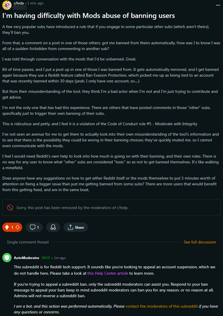 lrichardson727's tweet image. Is there really no way to get help from @Reddit ?
(I mean, seriously, I&apos;ve now resorted to asking for help on here instead....)

#reddit #reddithelp #seriousquestion