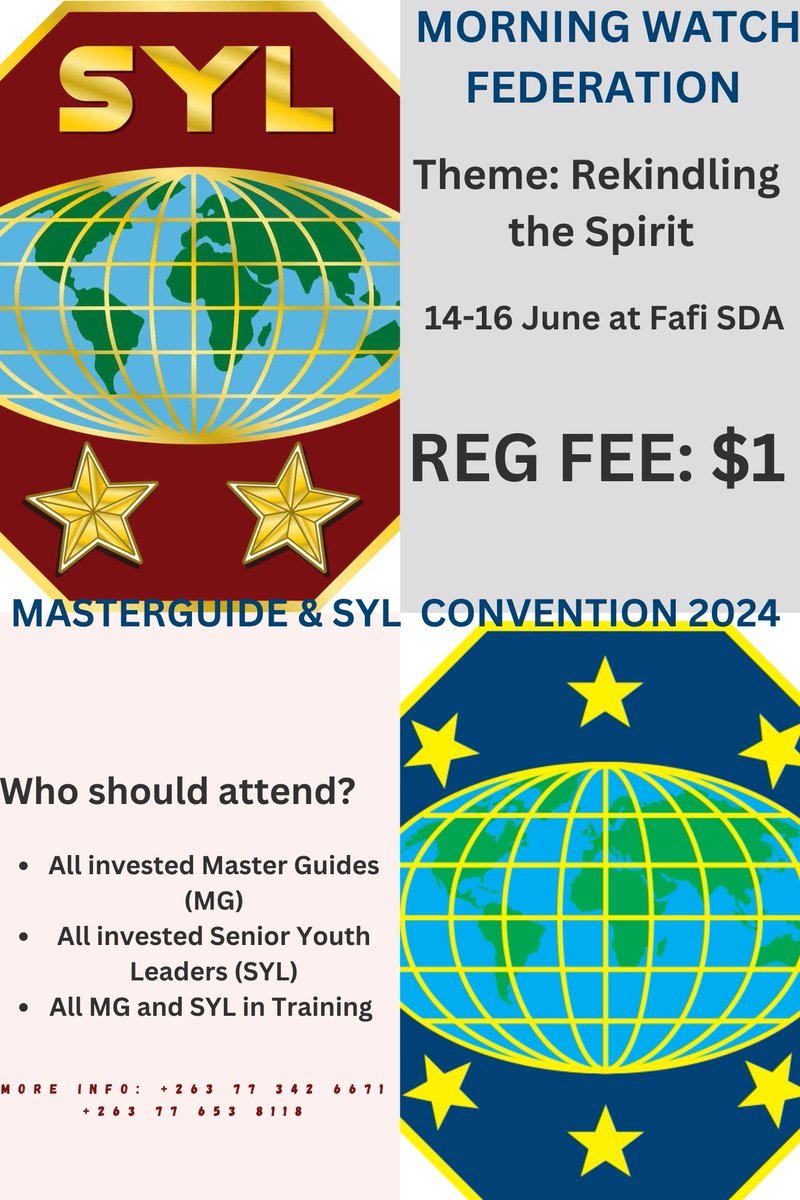 morning_watch_'s tweet image. Attention MGs and SYLs the long waited Federation Masterguide and Senior Youth Leadership Convention is around the corner. Let&apos;s all be there. 

#morningwatchfederation #morningwatch #masterguide #syl