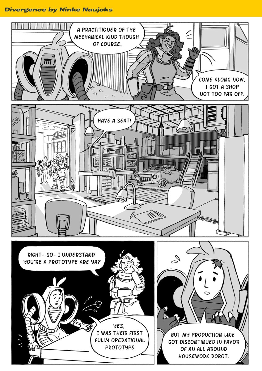 jakereevesart's tweet image. Divergence by @NinekeyArt !! One of so many awesome stories featured in Dream.exe by @OneShotBooks. When we first saw the pitch for this story we fell in love with the design for this robot Sprout!!