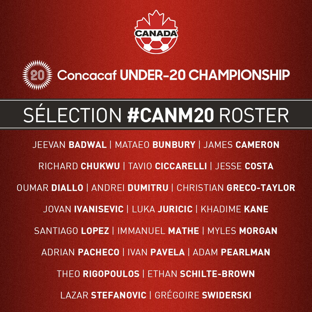 CANMNT_Official's tweet photo. #CANM20 Squad announced for June Camp ahead of U-20 Concacaf Championship!