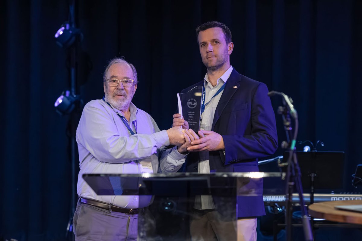 MaineMfg's tweet photo. Thank you for another excellent summit! We had a great variety of companies present with a lot of first time attendees. Congratulations to @TimberHP for winning the Pine Tree Award and DeepWater Buoyancy for winning Manufacturer of the Year. https://t.co/oGFSMyyrFc