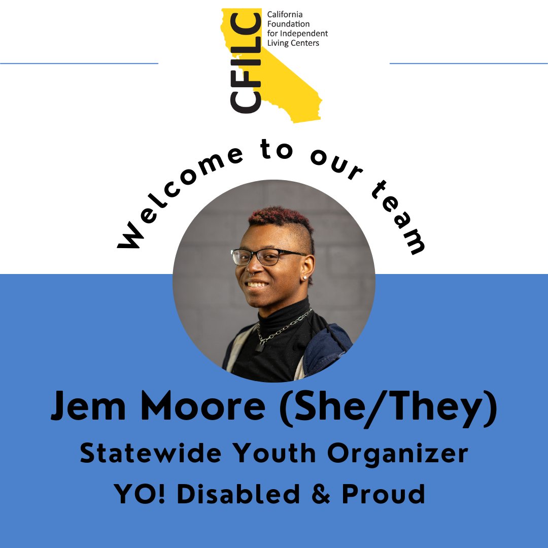 DOnetwork_CA's tweet photo. Join us in welcoming Jem to CFILC as our new Statewide Youth Organizer! Leading the @YODisabledProud, their passion for advocacy and community will enhance our efforts to engage and empower California's youth with disabilities. We're excited to have Jem on our team! https://t.co/EePkL3PwXF