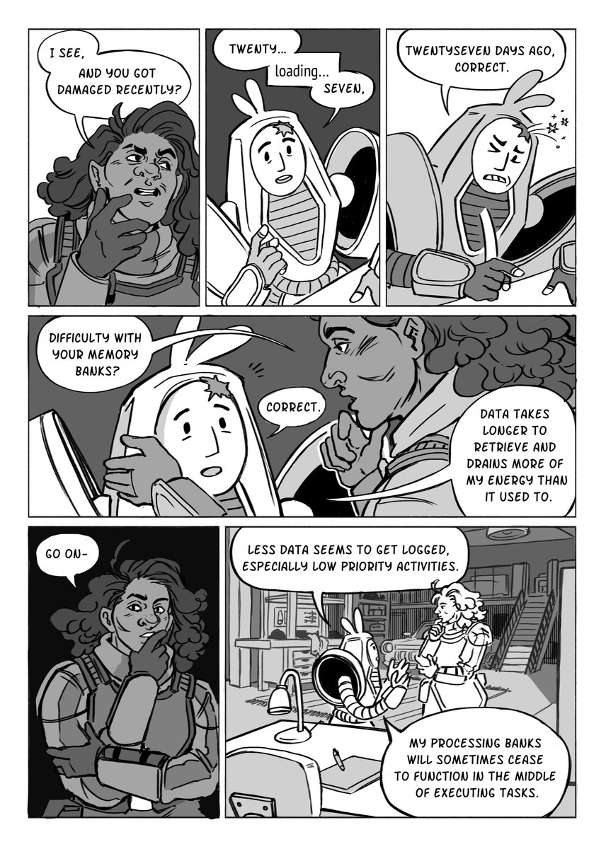 jakereevesart's tweet image. In Divergence, a prototype robot named Sprout has been damaged, but no one will try to fix them!! Luckily Dr. Eir comes along and lends a helping hand. 

Only a few days left to support us on Kickstarter!! Show your love for small creators and indie comics &amp;lt;3