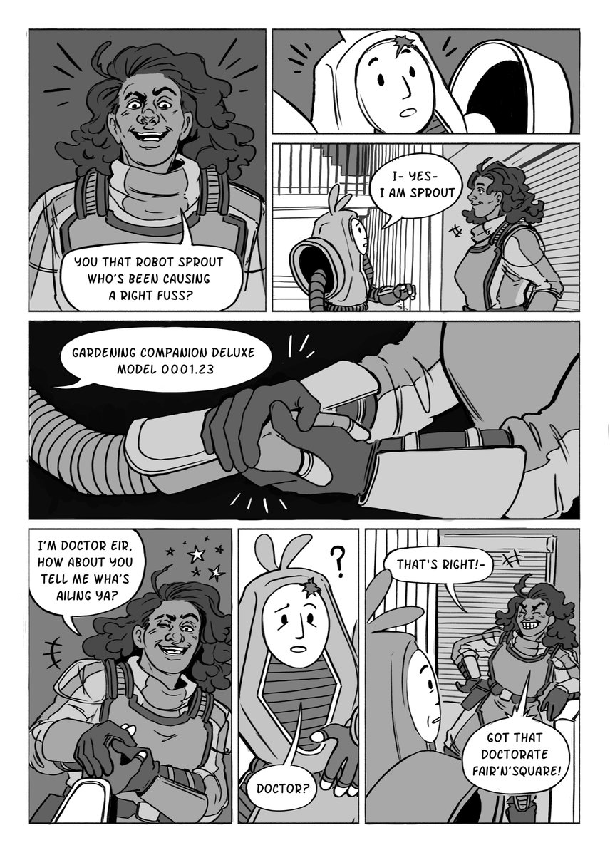 jakereevesart's tweet image. In Divergence, a prototype robot named Sprout has been damaged, but no one will try to fix them!! Luckily Dr. Eir comes along and lends a helping hand. 

Only a few days left to support us on Kickstarter!! Show your love for small creators and indie comics &amp;lt;3