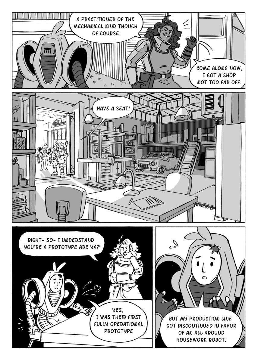 jakereevesart's tweet image. In Divergence, a prototype robot named Sprout has been damaged, but no one will try to fix them!! Luckily Dr. Eir comes along and lends a helping hand. 

Only a few days left to support us on Kickstarter!! Show your love for small creators and indie comics &amp;lt;3