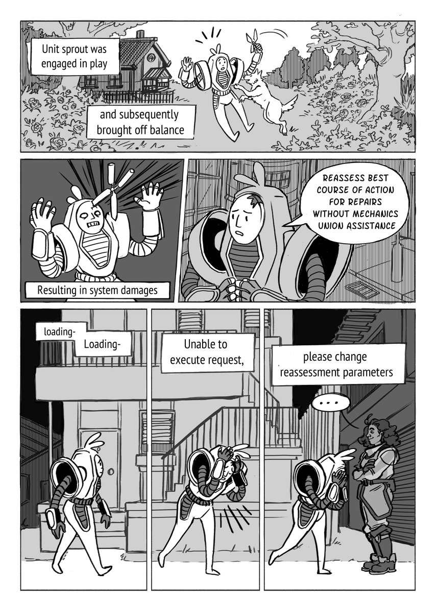 jakereevesart's tweet image. In Divergence, a prototype robot named Sprout has been damaged, but no one will try to fix them!! Luckily Dr. Eir comes along and lends a helping hand. 

Only a few days left to support us on Kickstarter!! Show your love for small creators and indie comics &amp;lt;3