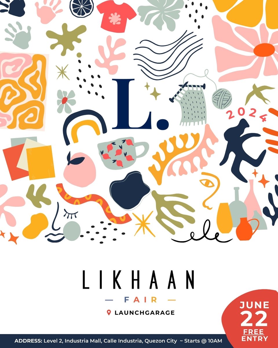 The countdown is on! The first-ever #LikhaanFair is coming this June 22 (Sat)✨  

• 50 talented local creators (artists &amp; craftsmen) 
• Art talks from industry leaders
• Exclusive raffle prizes, food, and drink merchants 

Entry is FREE!
📍 : LaunchGarage QC
#artph