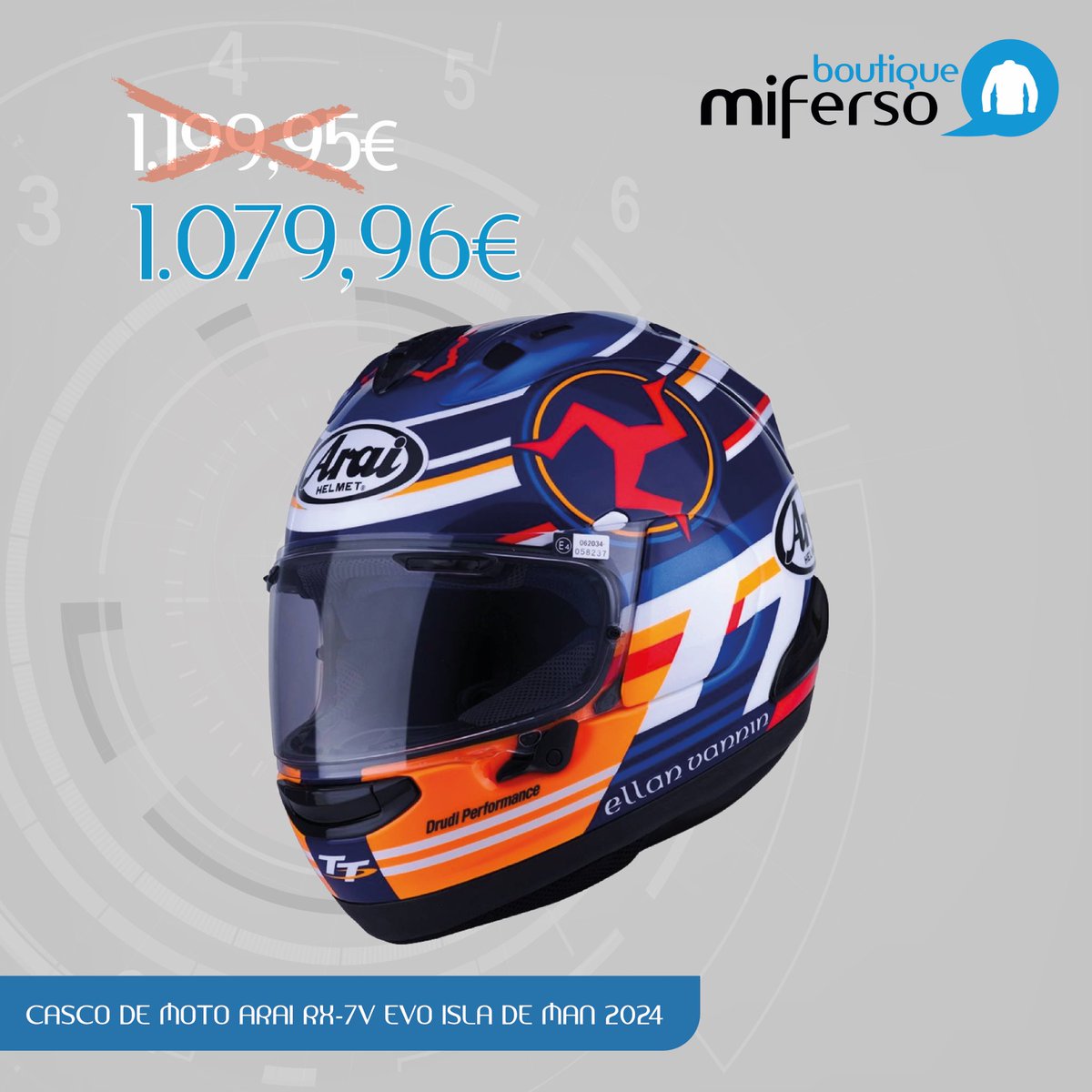 miferso's tweet photo. 🔥CASCO DE MOTO ARAI RX-7V EVO ISLA DE MAN 2024🔥
▪️De 1.199,95€ 👉🏼 1.079,96€
👉🏼 https://t.co/Yyfr65nWt6
#miferso #santander #cantabria #boutique #oferta #promocion #liquidacion #casco #arai #islademan https://t.co/fpnkBRwgQv