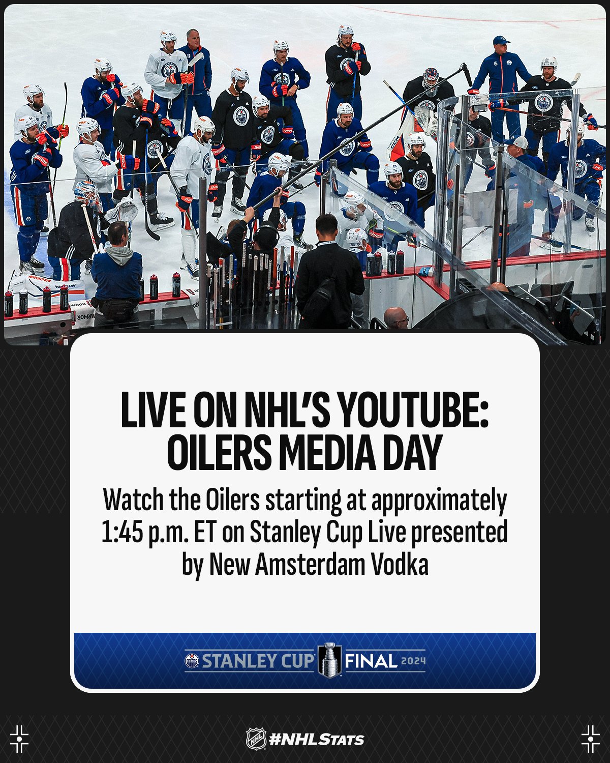 NHL Public Relations on X Live from StanleyCup Final Media Day it s the EdmontonOilers Watch on Stanley Cup Live presented by New Amsterdam Vodka https t dTRBzsvXVF https t p5n1CVStQB X