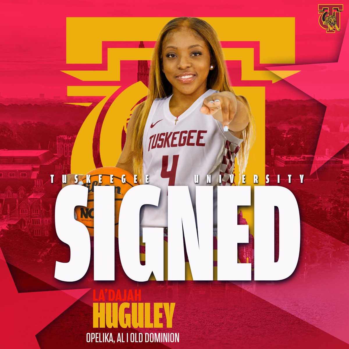 Welcome to the Golden Tiger Family, La’Dajah‼️ 

La’Dajah Huguley
5-4 | Guard 
Opelika, Alabama | Old Dominion

#SkegeeWBB🐅 l #MyTUAthletics