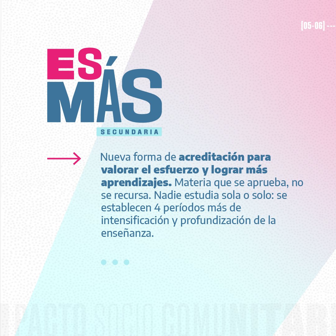 BAeducacion's tweet photo. Los cambios, que contemplan nuevas formas de calificación, evaluación y acreditación de las materias, se aplicarán desde marzo 2025.

📍 Más enseñanza
📍 Más aprendizaje
📍 Más participación
📍 Más tiempo de escuela
📍 Más acompañamiento
📍 Más esfuerzo

#MásSecundaria https://t.co/WgdJrA1HYp