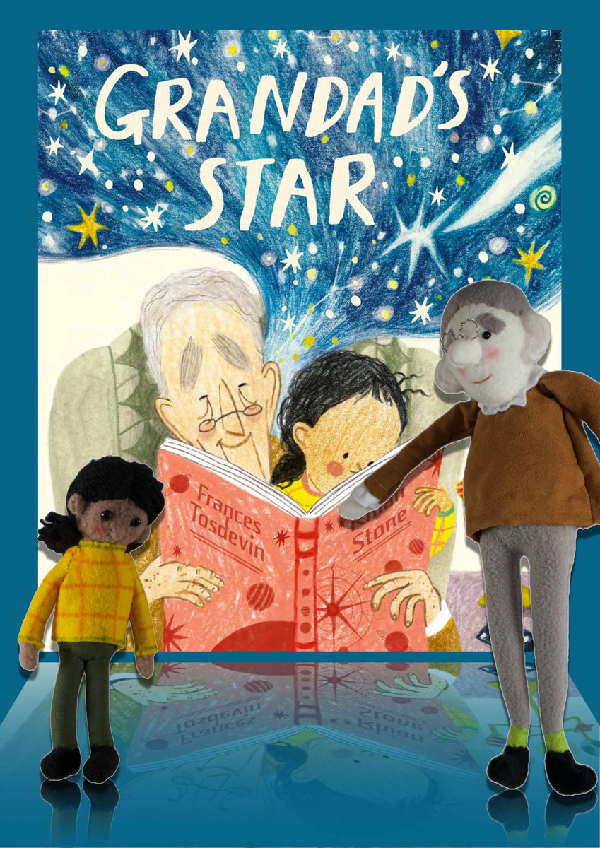 Astronomer, Grandad, and his devoted granddaughter,  are characters in 𝙂𝙍𝘼𝙉𝘿𝘼𝘿'𝙎 𝙎𝙏𝘼𝙍, illustrated by #RhianStone. Our book looks at memory loss in a loved one from the POV of a young child. Out on July 4th with @rocketbirdbooks🌟 Plush toys made by <a href="/DSquiffy/">Dawn Treacher</a> 🌟🔭🌟
