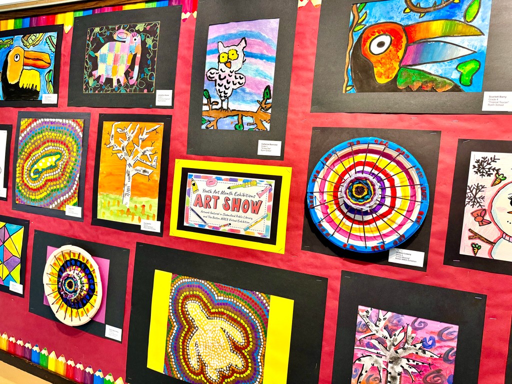 Artwork from the lobby bulletin board will be sent home soon! What a wonderful year of creating!